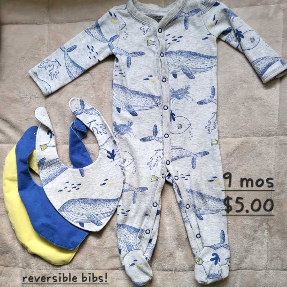 Nautical Onsie with 3 Bibs (set)
